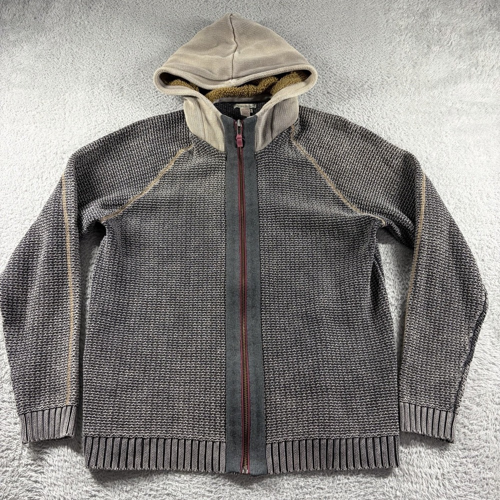 Carbon 2 Cobalt Full Zip Hoodie Textured Sherpa Lined Hood Gray Mens Large